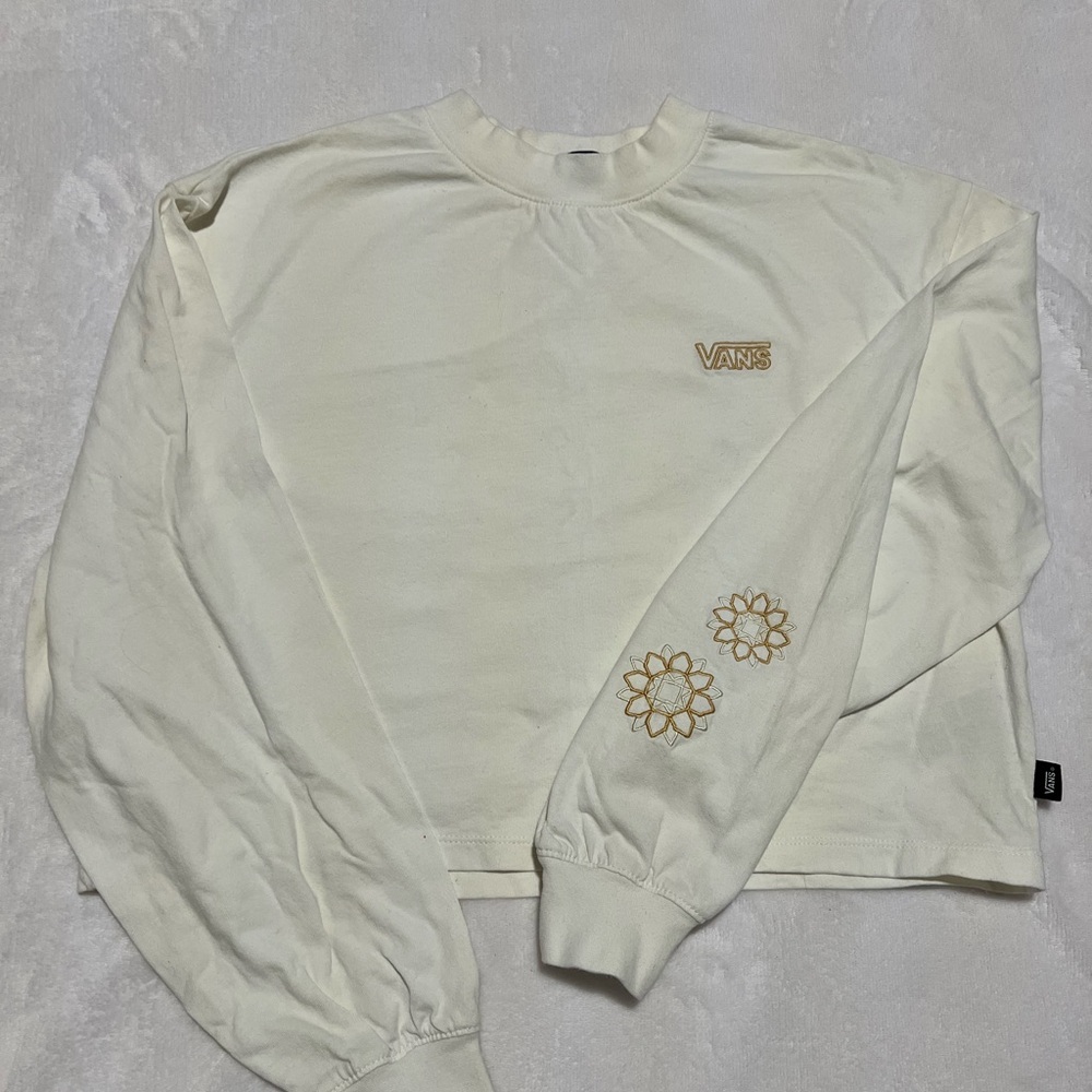 Vans Cropped Sweatshirt with Floral Sleeve